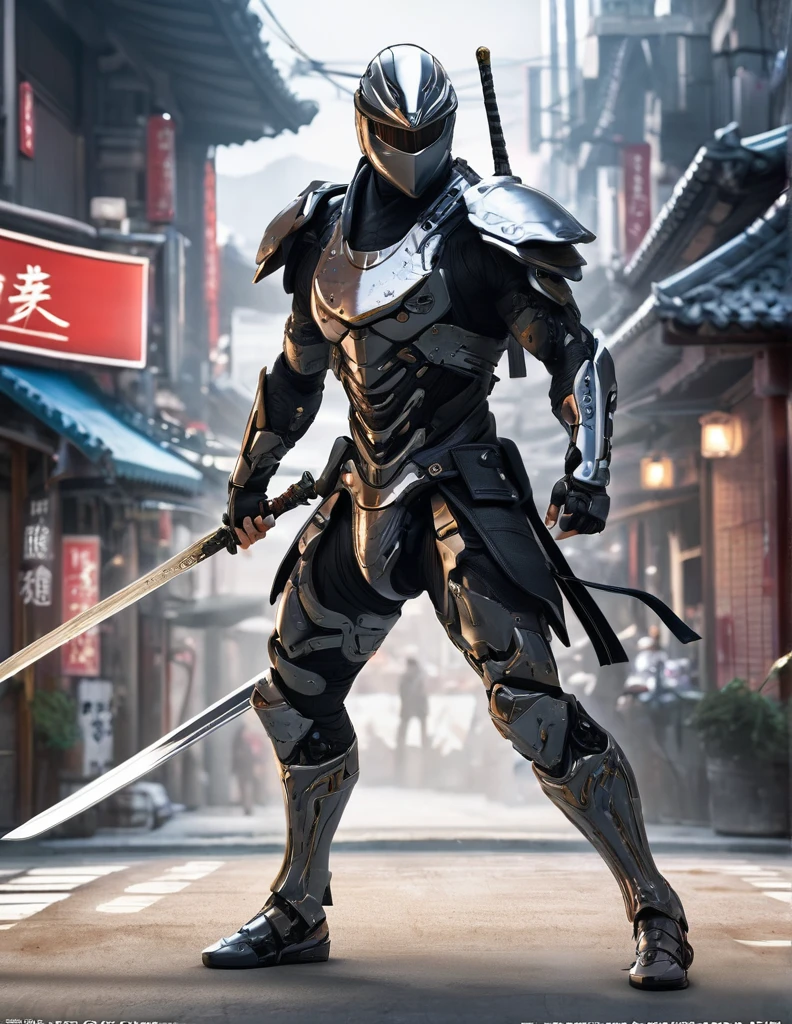 (Very detailedCG 8k壁紙, masterpiece, Highest quality, Very detailed), Cyborg Ninja、Hold the sword