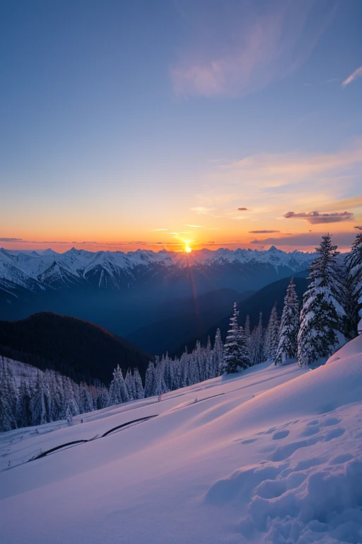 Snow Mountain、sunset