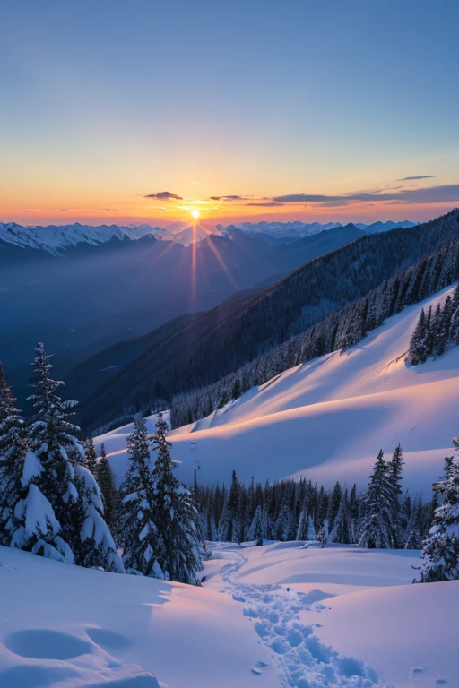 Snow Mountain、sunset