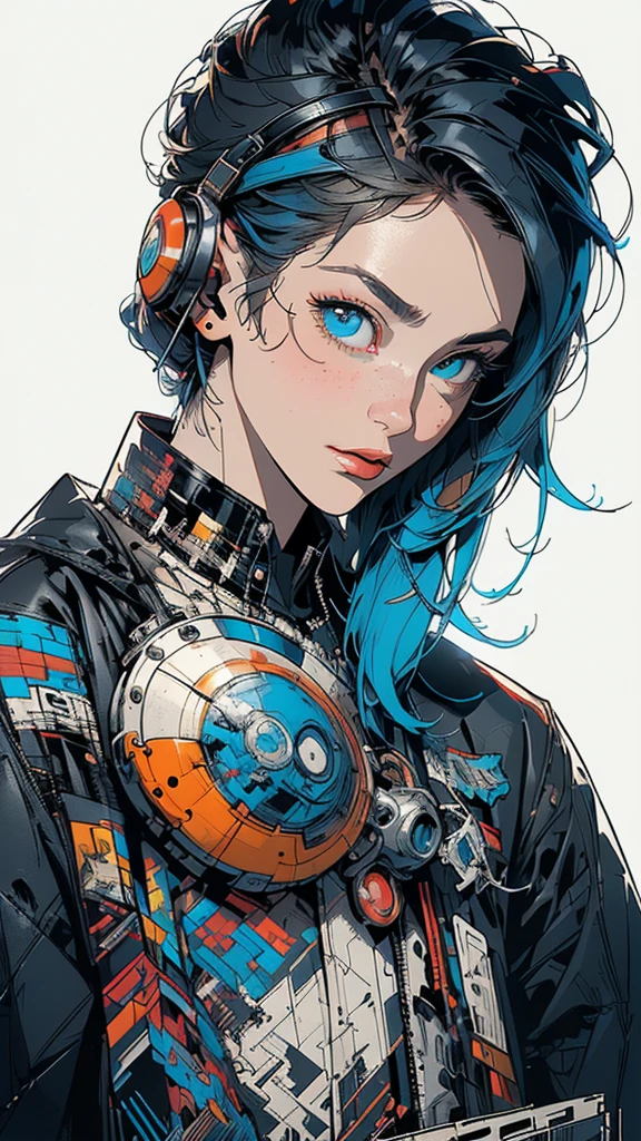 (((masterpiece, highest quality))),(((solo:1.2))),(((1girl:1.2))),32k wallpaper, very detailed, poster, vintage science fiction,(((((geometric cinematic movie poster))))), ((bauhaus)),(shape),(((abstract))),(mid century modern),(((((portfolio))))),(((((Close-up))))),(((((bust up))))),((((more various angle)))),((((highlight)))),((((heterochromia)))),(((complete. detailed face))),((((Extremely talented)))),(((((most complecated futristic machine))))),(Colorful color scheme),(((detailed unlimited complete equipment : headphone like a rail gun))),(((((Absolutely simple background))))),(((Texture for people : grunge))),(((marvel super hero's))),(((Characteristic enlarged jaw))),(((huge chin))),(((Chin sticking out)))