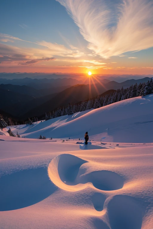 Snow Mountain、sunset