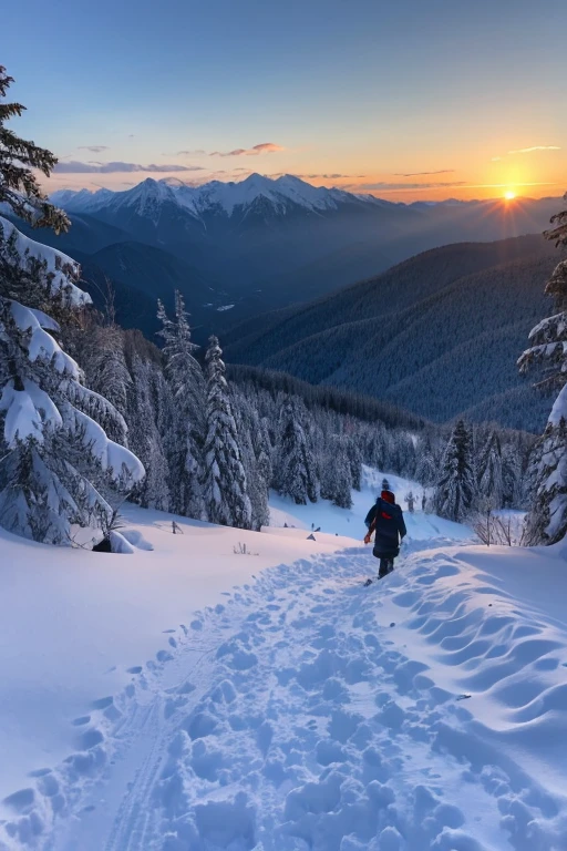 Snow Mountain、sunset
