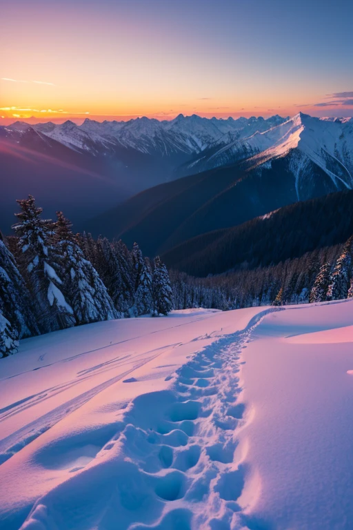 Snow Mountain、sunset