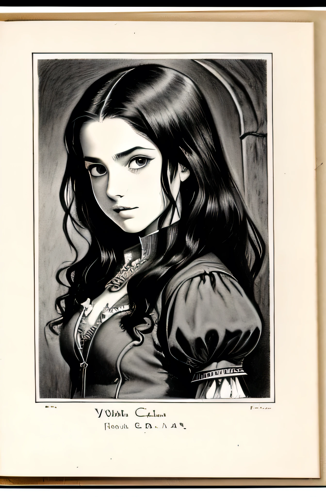 1) litography drawn by Pamela Colman Smith. 2) In pencil color, hd, with perfect body and face. Full body. rotten girl. 3) Castlevania style. 4) young girl 10yo. 5) with a guadaña in the hand, dead girl, death, parca