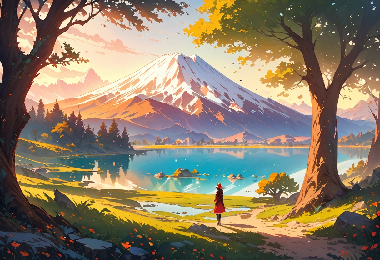 masterpiece, Highest quality, Highly detailed CG uniform 8k wallpaper, 花のbloom風景, Mono Lake, Common Tree, Fuji Mountain, Award-winning photography, Bokeh, Depth of written boundary, High Dynamic Range, bloom, Color Difference, Real, Popular Topics on ArtStation, Trending on CGSociety, Complex, Attention to detail, dramatic, Midway Art