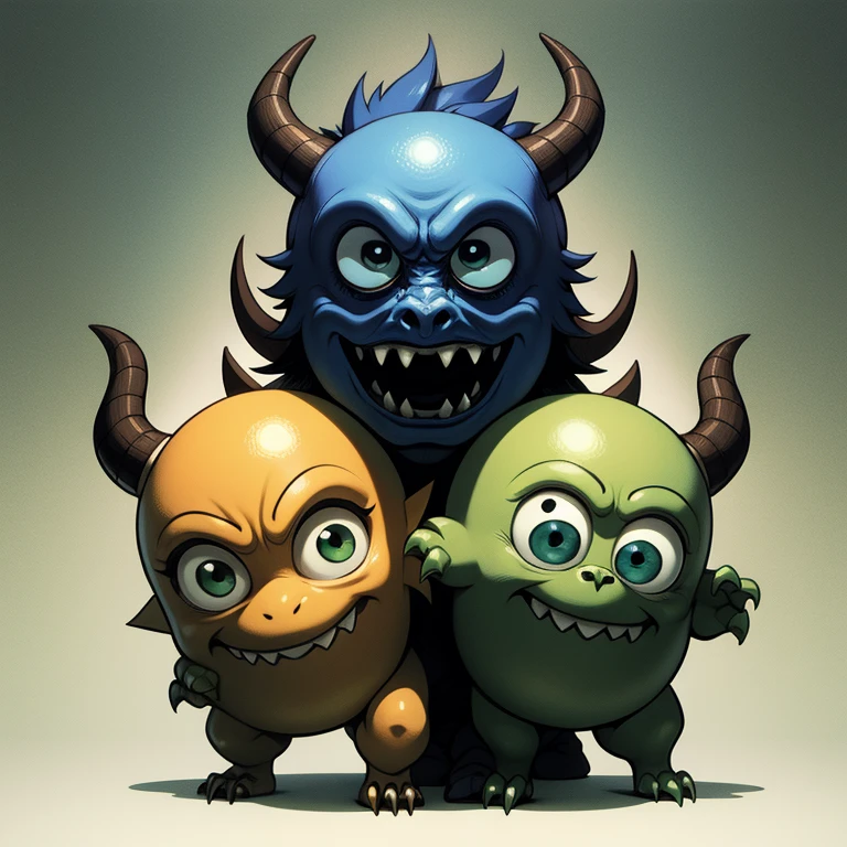 icon、green、blue、brown、monster、round