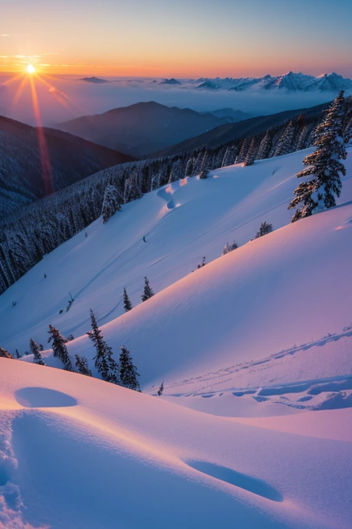 Snow Mountain、sunset
