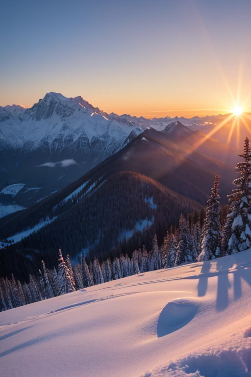 Snow Mountain、sunset