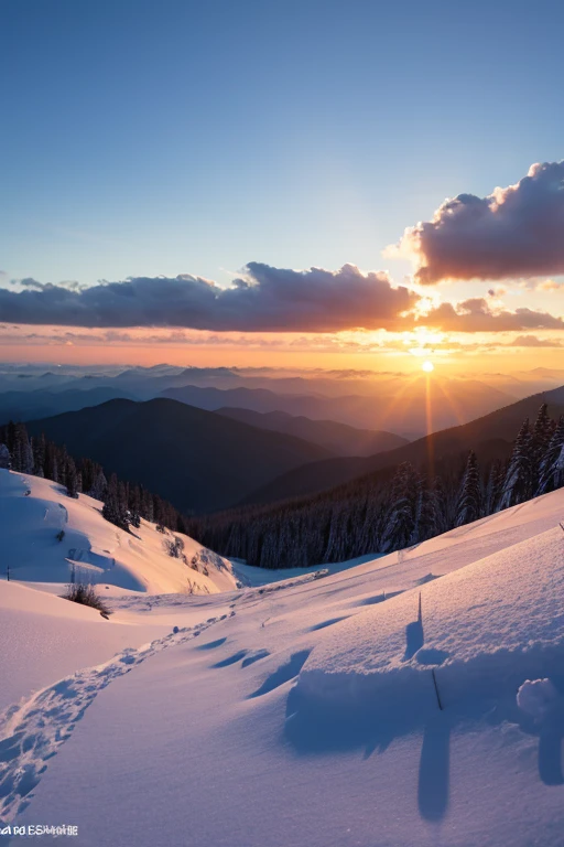 Snow Mountain、sunset