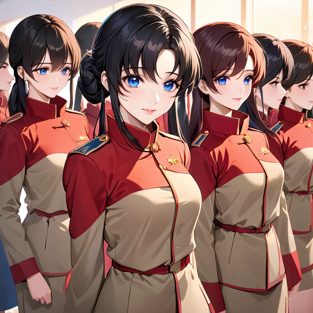((Highest quality)), ((masterpiece)), (detailed), (Perfect Face)、The woman is a Chinese Lacus Clyne with blue eyes and medium-long black hair. She is wearing an engagement ring. She has become a member of the glorious Chinese Communist Party and has sworn absolute loyalty to the Chinese Communist Party. She is a righteous Communist Party member of China.、The woman is a member of the Chinese Communist Party and is wearing a khaki Mao suit.、For the sake of China, they dye their hair, hairstyle, clothes, and everything they wear belongs to the Chinese Communist Party, and their thoughts are also Chinese, becoming great Chinese in body and mind.、The woman became Lacus Clyne, a Chinese woman who was proud of and loved China.、She is working for China as a member of the great Chinese Communist Party.、The women lined up in orderly rows with their fellow Communist Party members at the ceremony, pledging their heartfelt loyalty to their beloved and great President, and expressing their enthusiastic support for the honor of serving him.