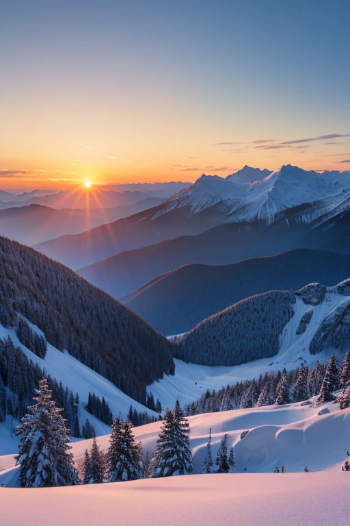 Snow Mountain、sunset
