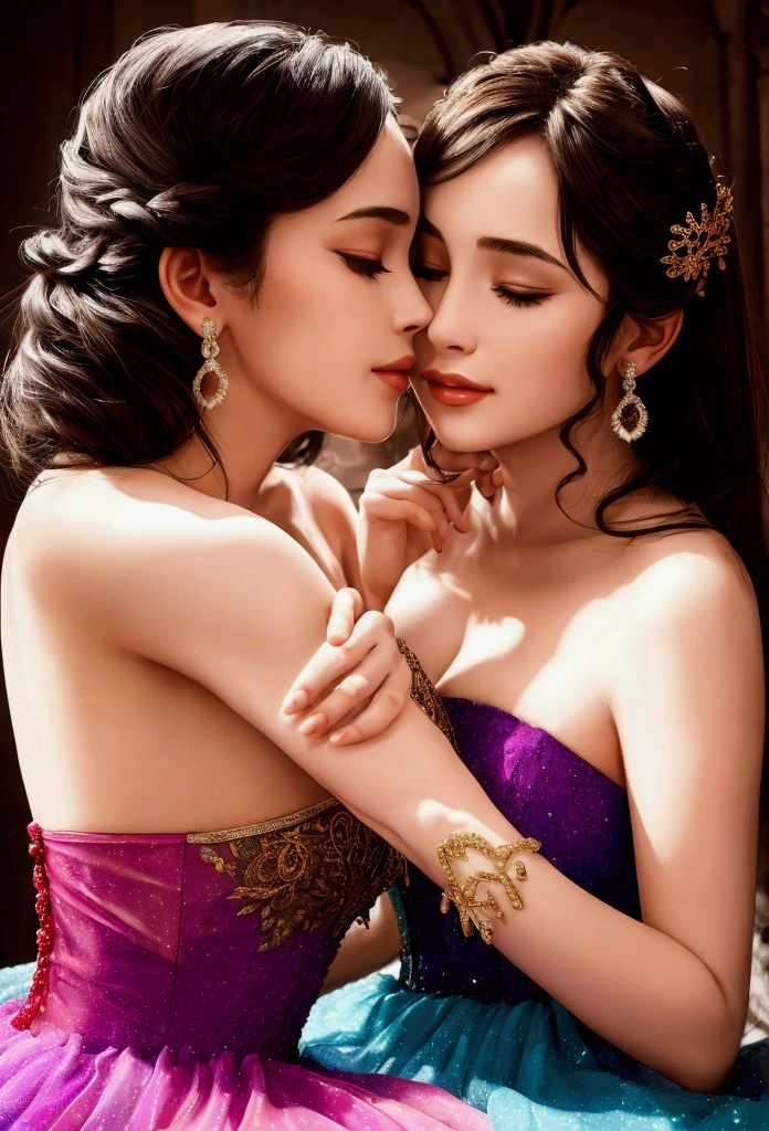 Two girls caressing each other