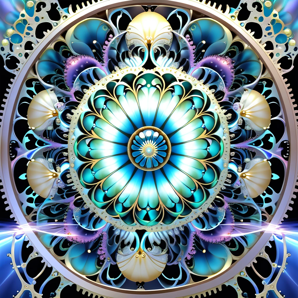 (Nautilus Machine Lifeform)、(Nautilus is mechanically drawn:1.2)、Machine lifeforms emerging from the Mandelbrot set、The emerging lifeforms gradually々Mechanize to、Fractal Art、3D Rendering, Aurora
