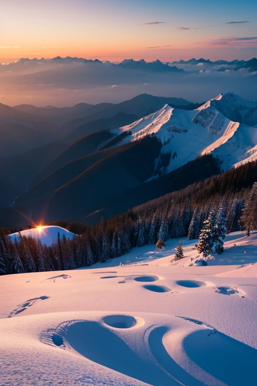 Snow Mountain、sunset