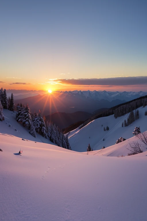 Snow Mountain、sunset