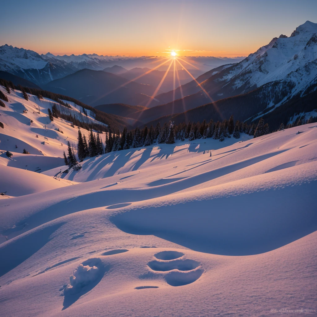 Snow Mountain、sunset