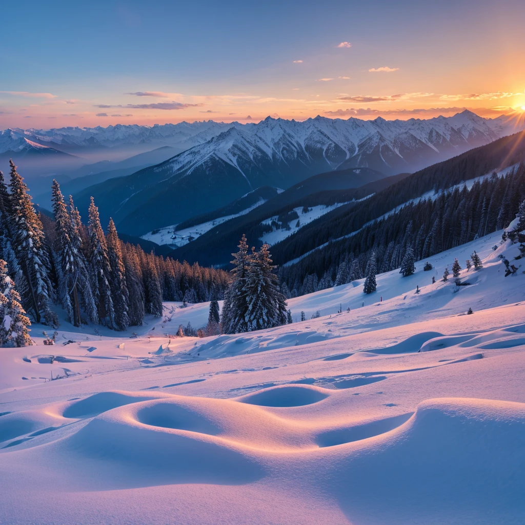 Snow Mountain、sunset