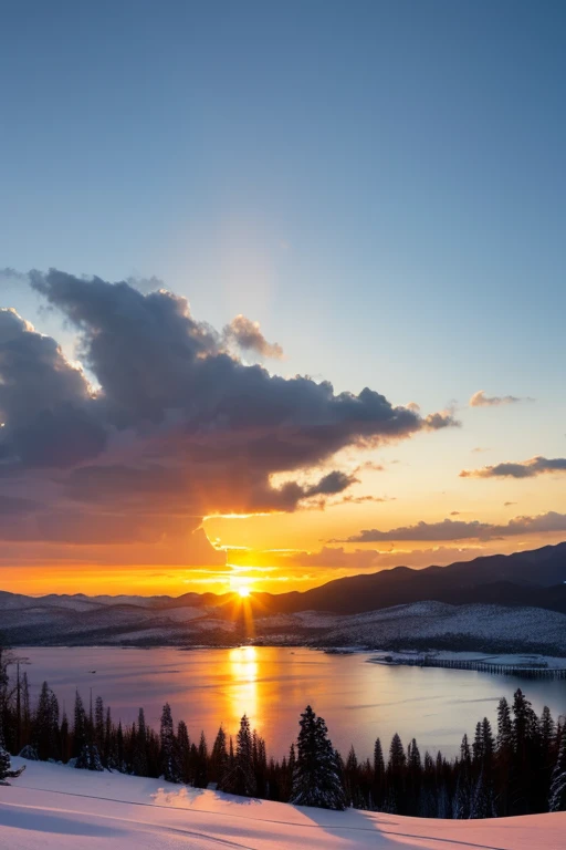 Snow Mountain、sunset