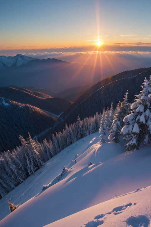 Snow Mountain、sunset