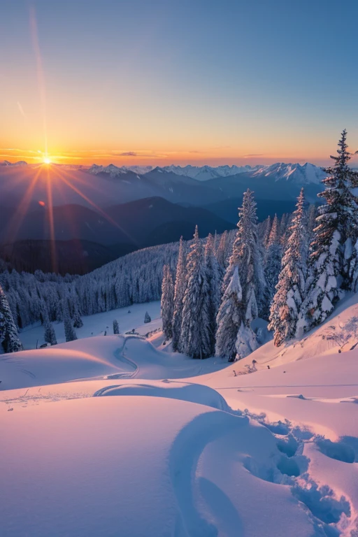 Snow Mountain、sunset