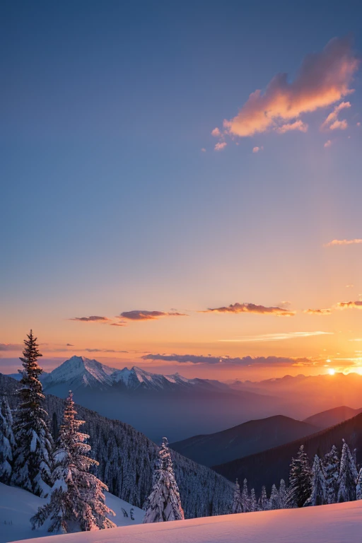 Snow Mountain、sunset