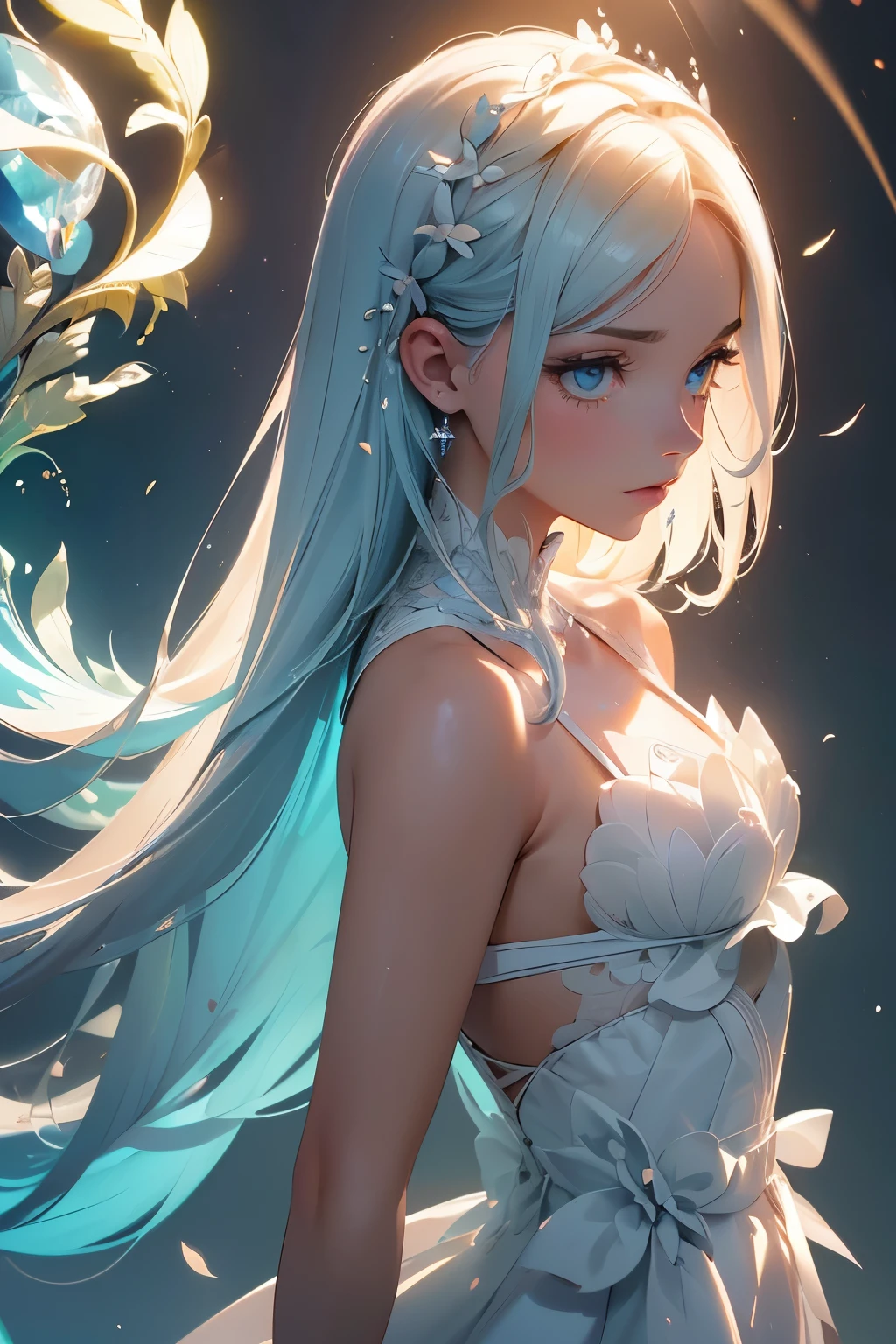 (masterpiece:1.2), Best Quality, (illustration:1.2), (ultra detailed), hyper details, (delicate detailed), (intricate details), (cinematic light, Best Quality Backlights), Delete line, soloist, perfect body, (1 girl), the Aquamarine gem represented as a girl, (make up), high contrast, (better lighting, an extremely created and beautiful), (cinematic light), showy,