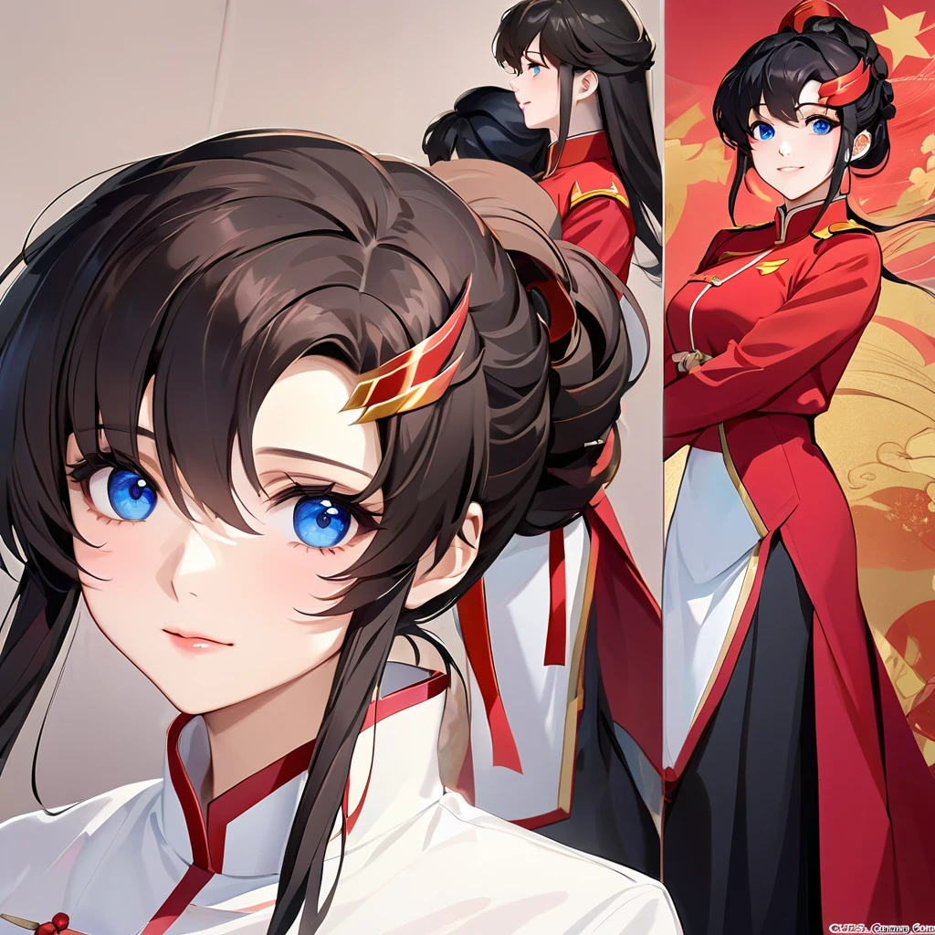 ((Highest quality)), ((masterpiece)), (detailed), (Perfect Face)、The woman is a Chinese Lacus Clyne with blue eyes and medium-long black hair. She is wearing an engagement ring. She has become a member of the glorious Chinese Communist Party and has sworn absolute loyalty to the Chinese Communist Party. She is a righteous Communist Party member of China.、The woman is wearing the fine red uniform of a Chinese Communist Party member.、For the sake of China, they dye their hair, hairstyle, clothes, and everything they wear belongs to the Chinese Communist Party, and their thoughts are also Chinese, becoming great Chinese in body and mind.、The woman became Lacus Clyne, a Chinese woman who was proud of and loved China.、She is working for China as a member of the great Chinese Communist Party.、She is a fine and exemplary Communist Party member.