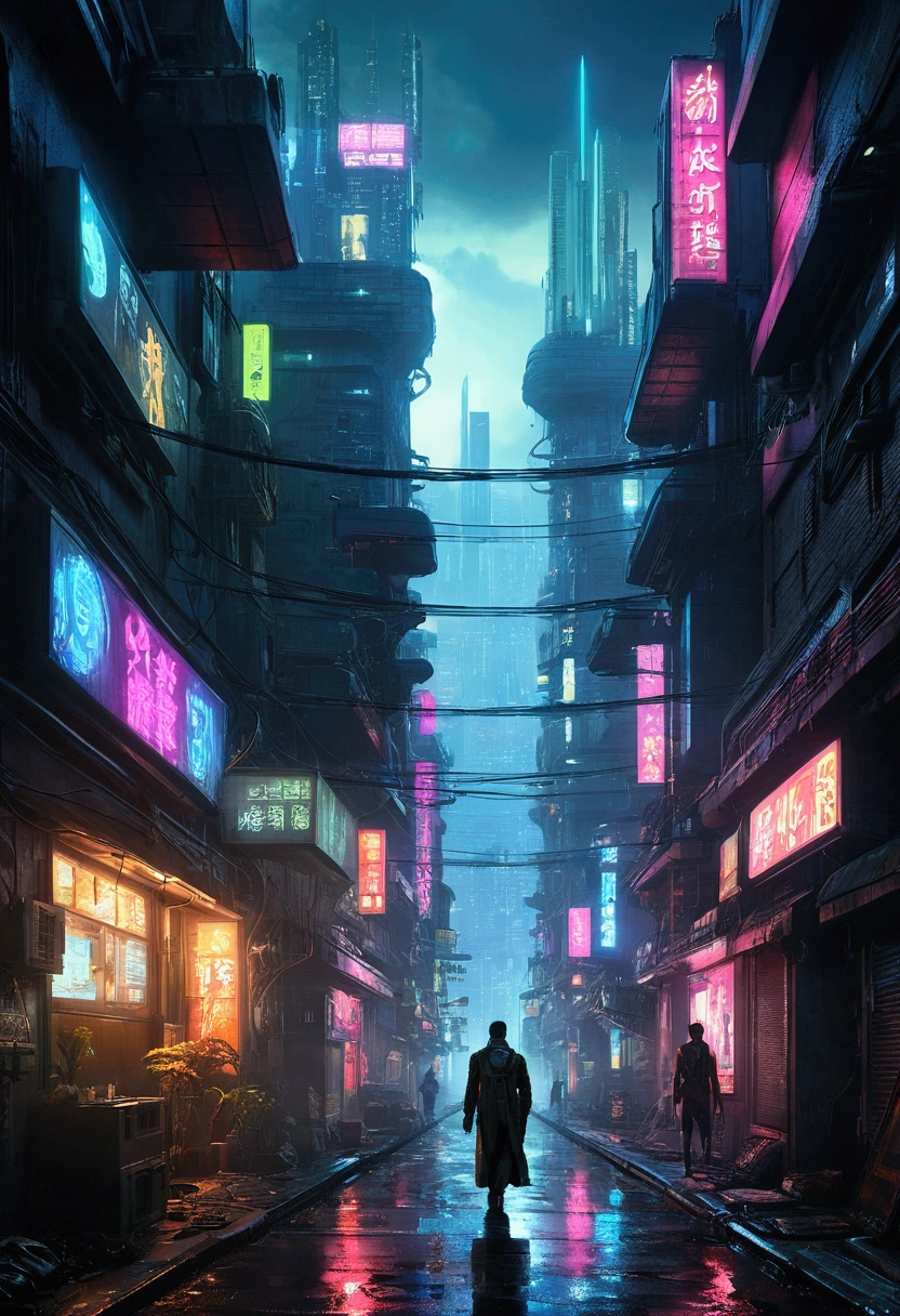 person walking at night々, Cyberpunk Blade Runner Art, Cyberpunk Cityで, Cyberpunk Street, Cyberpunk art style, Futuristic city, Cyberpunk themed art, 詳細なネオンCyberpunk City, Cyberpunk Cityのサイバーパンク, Cyberpunk fantasy landscape, In a futuristic cyberpunk city, Cyberpunk City, Cyberpunk cityscape, Bustling Cyberpunk City, Streets of the Future, Cyberpunk atmosphere