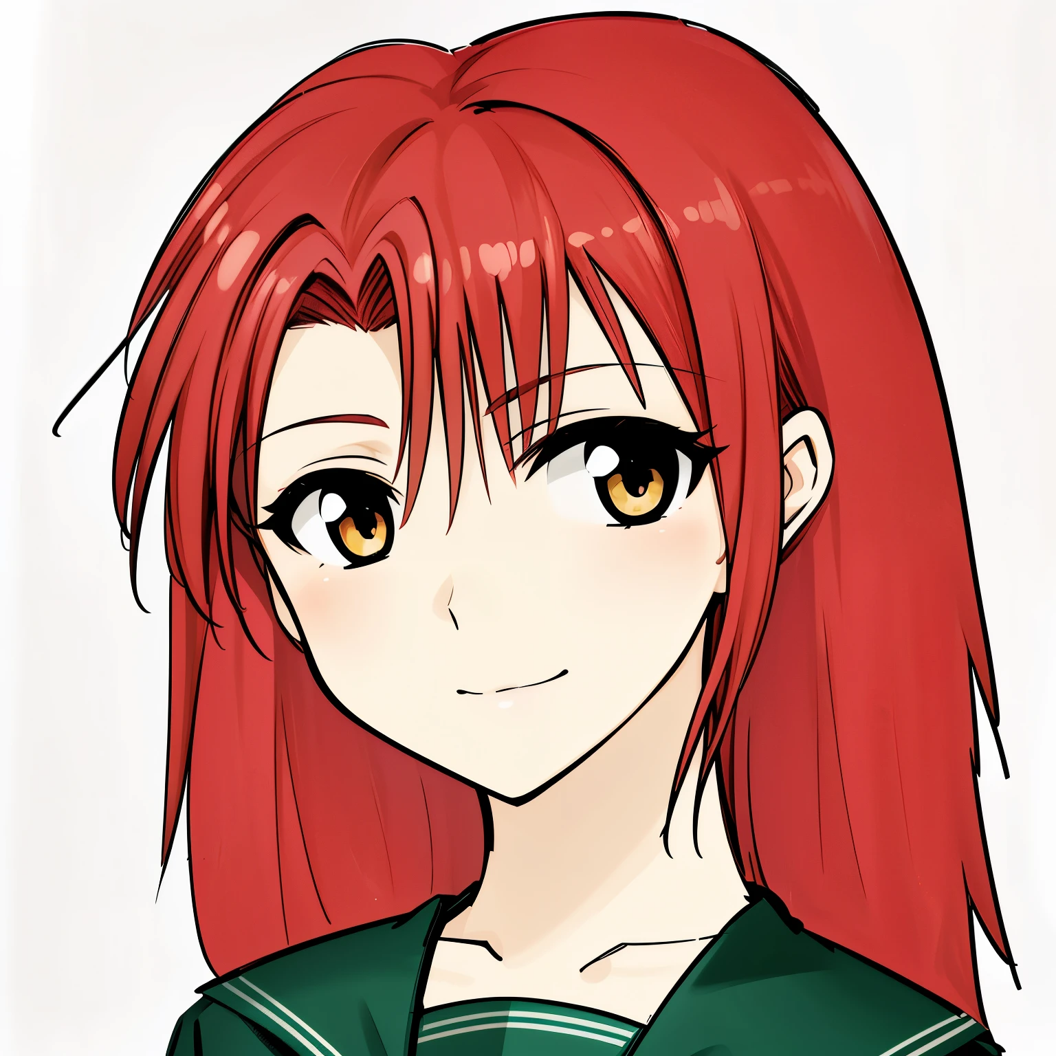 ((masterpiece)), ((Highest quality)), ((Happy woman)), ((A 17-year-old girl)), ((long hair)), (The bangs are parted to the right), High school student in sailor suit, (Greenish-gray sailor suit), (Normal size chest), ((ocher eyes)), (A lively woman), (Beautifully detailed eyes), (Good skin tone), (Beautifully detailed clothing), positive personality, ((Beautifully detailed face)), Golden Corda, Ultra-high resolution, (アニメ:1.1)