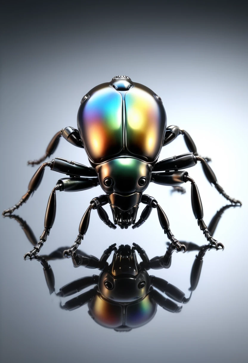 (mercury composed of one Colorful mechanical transparent Beetle mechanarion:1.8) rising from a puddle of liquid mercury, extremely shiny, smooth surface texture, polished surface, reflective, 45 degrees angle from the front, tesselation ral-chrome, Photorealistic, Hyperrealistic, Hyperdetailed, analog style, detailed skin, matte skin, soft lighting, subsurface scattering, realistic, heavy shadow, masterpiece, best quality, ultra realistic, 8k, golden ratio, Intricate, High Detail, film photography, soft focus