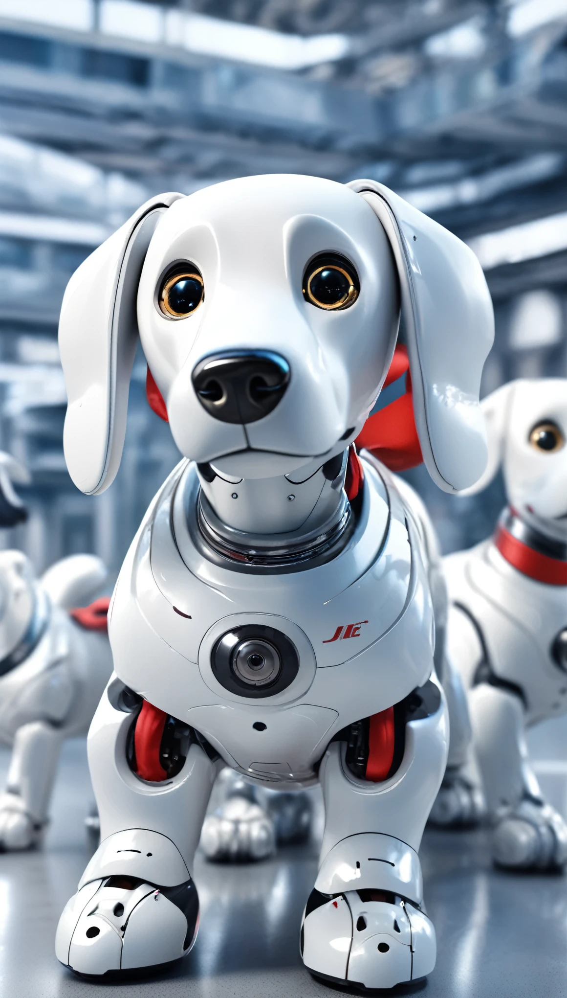 Highest quality, Realistic, photoRealistic, Award-winning photography, robotic dogs: AIBO, The highly evolved AIBO, fly in the sky, jet engine