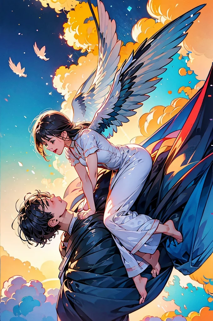 winged flying cat