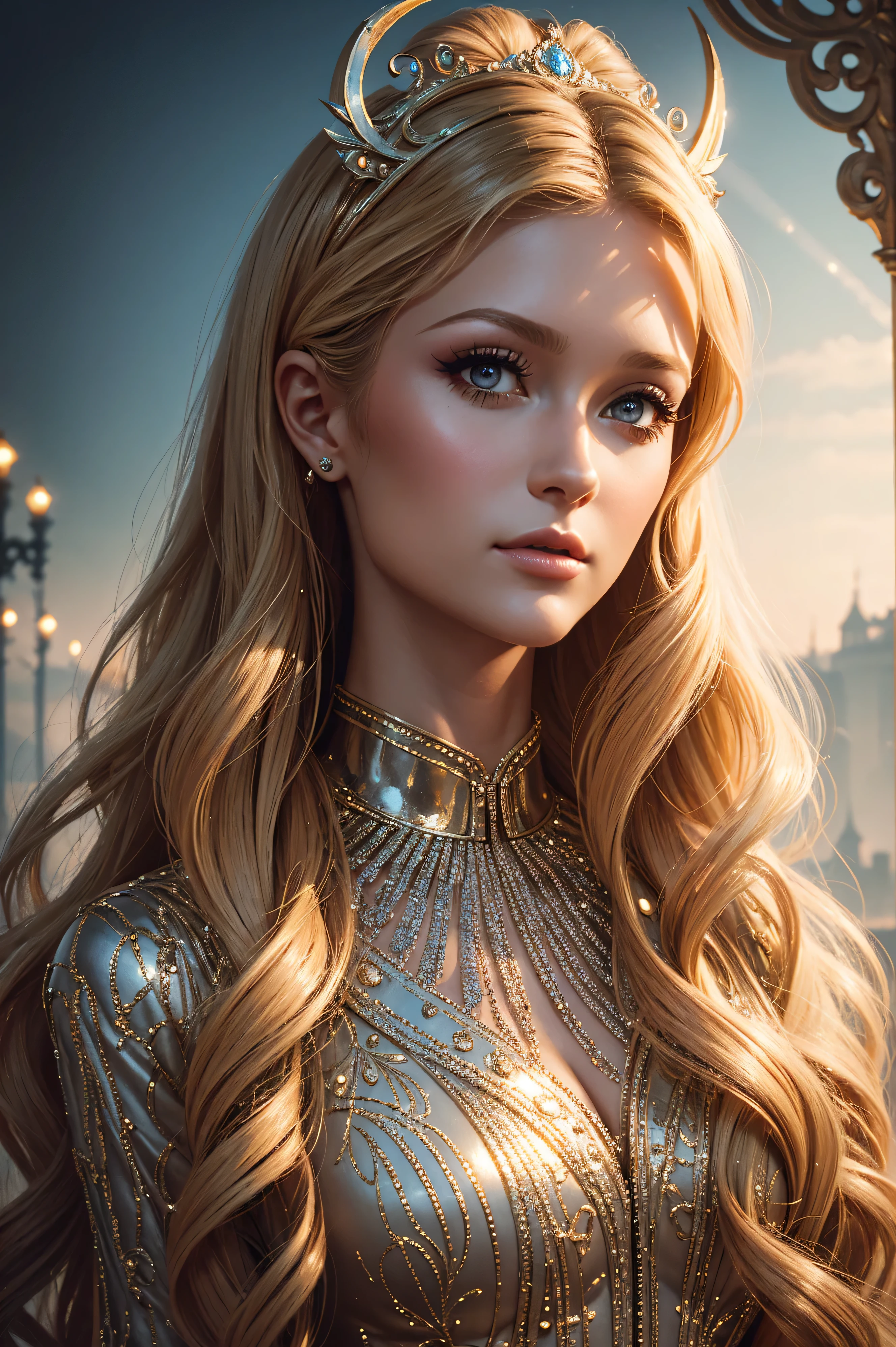 portrait Paris Hilton, wearing lollypop costume, against the background of the circus, character portrait, 3 9 9 0 s, wavy hair, intricate, elegant, highly detailed, digital painting, artstation, concept art, smooth, sharp focus, illustration, art by wlop, charlie bowater and alexandra fomina, 36k, glittering, shining, correct anatomy