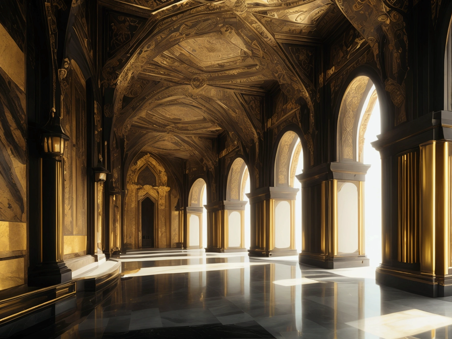 architecture，Black gold effect，Creative photography