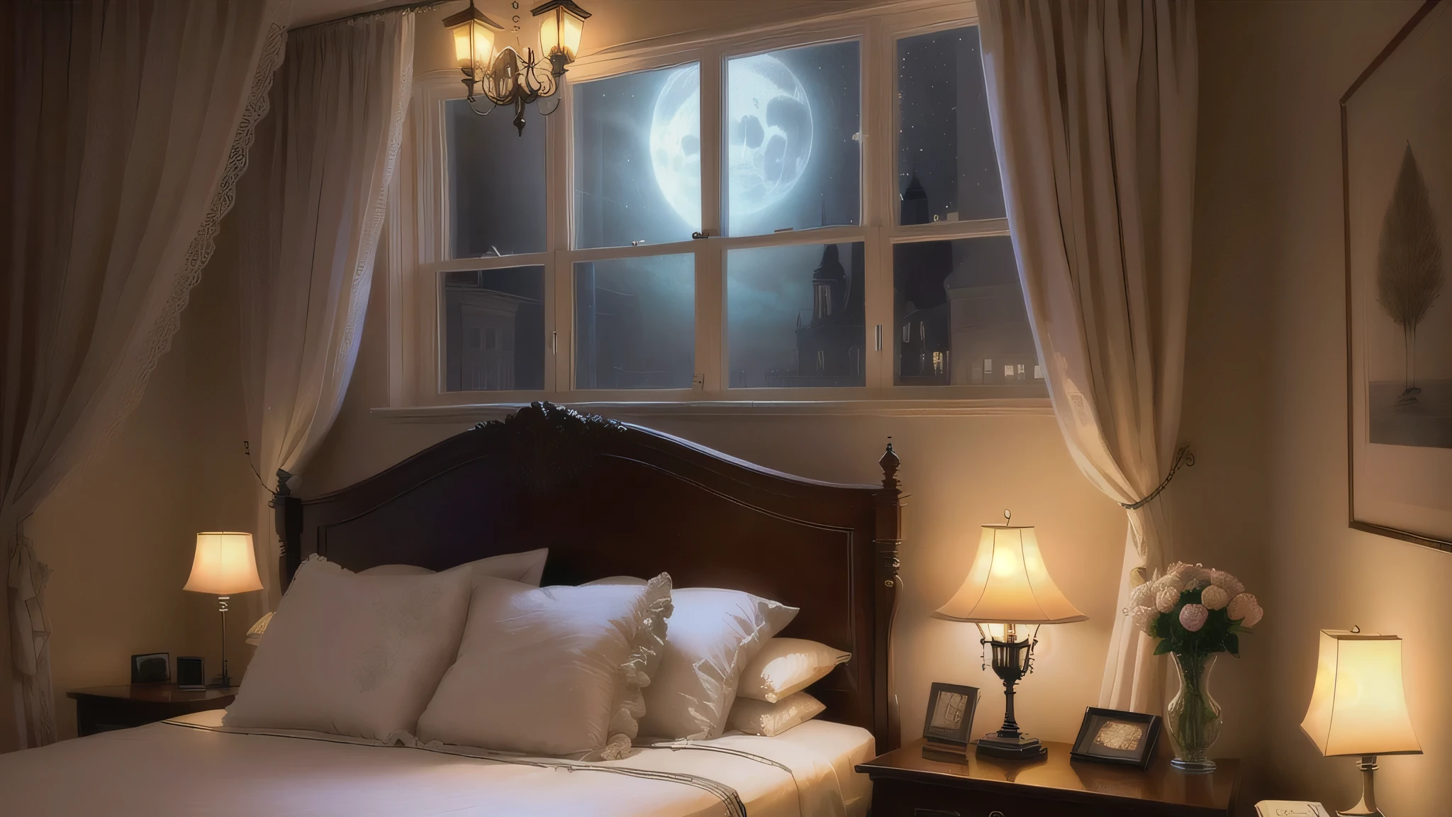 the night,Double,bedside lamp,𝓡𝓸𝓶𝓪𝓷𝓽𝓲𝓬