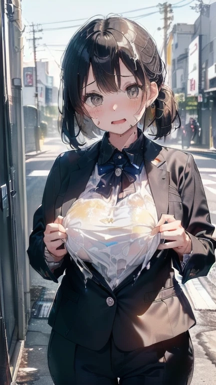 (must be follow these prompts:2.2),masterpiece,best quality,extremely detailed,(in her clothing:3.0),(in her formal styled business suit clothing:2.6),(adorable expression:2.5),(usual face:2.2),(displayed one girl on single picture:2.4),(black hair:2.1),(ejaculated seminal plasma with her all skin:2.4),(A short, slightly plump new employee in a business suit working in modern Tokyo:2.2),(The new employee looks very innocent, but continues to wear unwashed business suit jacket and trousers that have been covered in semen.:2.1),(A cute moan like a young girl:2.1),(その新入社員はInnocent faceをしていてとても可愛い:1.9),(The new employee had ejaculated on his business suit a long time ago, and the smelly substance had spread to the suit, leaving a very light stain of a light amber color with uneven coloring.:1.5),(The new employee's breasts, covered by her business suit, are bulging out due to her strong sexual desire.:1.9),(Lewd love juices dripping down the inner thighs of his dark grey trousers:2.1),(The new employee was repeatedly ejaculated into her vagina:2.4),(in her clothing massively ejaculated:2.6),(in her clothing ejaculated over and over again:2.4),(seminal frousy girl:1.9),(men's elected twangers were inserted her:2.3),(in her clothing massively ejaculated:2.2),(A new employee with a plump, round body and a semen-smelling:2.3),(she was already stroked up to the depth intervaginal sensual spot:1.7),(her hidden vagina is certainly fertilized:2.8),(notably buldged up her inner labia majora:2.6),(A young, shy moan:1.5),(having big breasts in her clothing:2.5),(A new employee with a very innocent look while working in the office:2.3),(The new employee is short but has a slightly plump body.:2.1),(The crotch of his dark grey trousers is heavily discolored with love juice stains.:2.5),(The new employee is convulsing and dripping love juice from her pussy, which is hidden under her pants.:1.8),(The new employee's dark grey trousers, tightly encircling her plump thighs, are damp with lascivious secretions.:1.9),(The new employee endures the slush between his legs by keeping his dark grey trousers on tight.:2.5),(The corner of a young girl's body々A new employee whose entire body was toyed with by the lewd urges that wriggled wetly.:1.7),(A new employee who is always holding his crotch over his dark grey trousers:1.7),(A moan filled with childish embarrassment:1.5),(The new employee's suit-covered breasts and nipples are bulging with lust.:1.8),(The new employee's lewd body beneath her clothes is swelling slightly with her lascivious reaction.:1.6),(The new employee works very diligently.:2.5),(The new employee has short, thick legs.:2.2),(first time々New Employees:2.2),(she looks like japanese idol:2.3),(The dark grey trousers are made of a durable fabric that will never tear.:4.3),(Her bursting breasts are completely hidden under a dark grey office suit:2.4),(she looks like a ta:2.0),(All of this happened to the new employee himself, not anyone else.:2.1),(Slimy semen was leaking from the crotch area of his dark grey trousers.:1.6),(tough business suit:2.2),(Make sure to depict the face:5.3),(Calm expression:4.3),(Innocent face:3),(The story focuses on just that one new employee.:3.3),(The only characters that appear are the new recruits.:4.2),(Portrait Style:5)