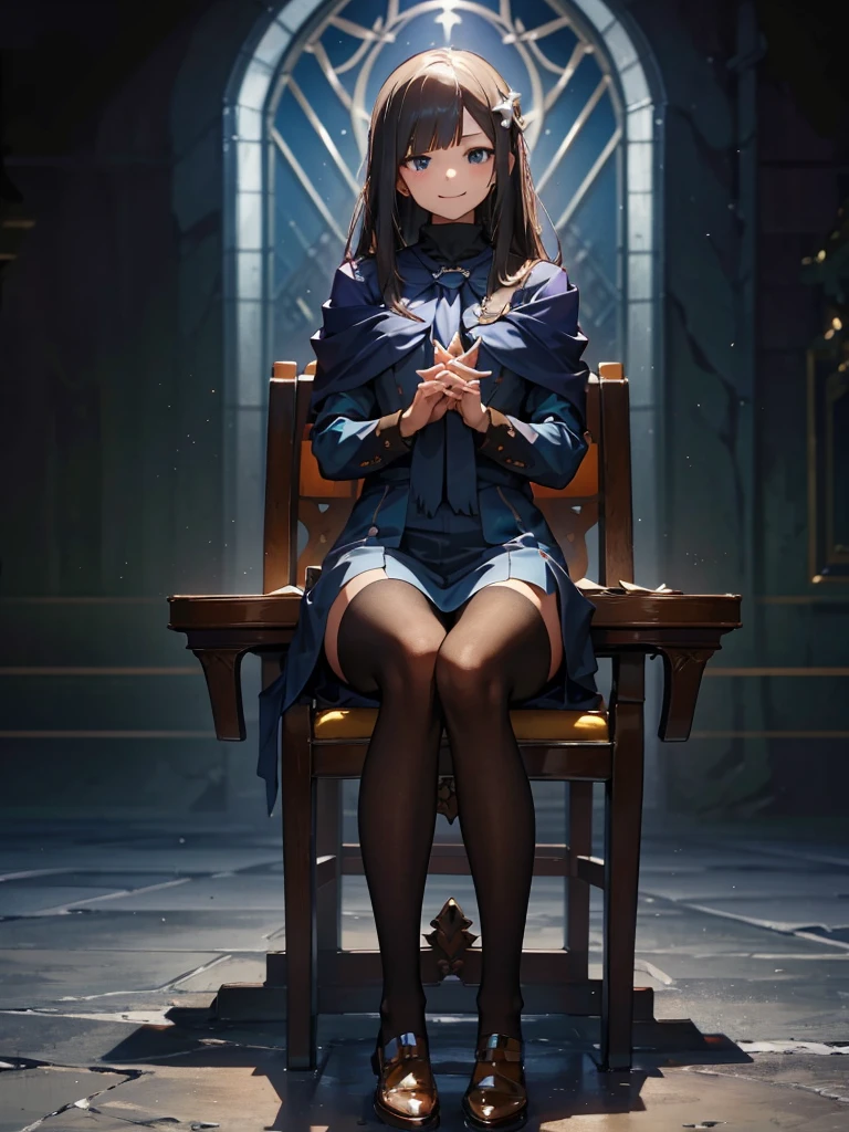 Guess face, Wicked Smile, From below, Sitting, Crossing your legs, Reines El-Melloi Archisorte, 1 girl,Highest quality,((Highest quality)),((Tabletop)),((Perfect Face)),1 girl,smile,beauty,((Holographic)), (Desolate desert background) (Beautiful attention to detail: 1.2), (Highly detailed CG Unity 8K wallpapers, masterpiece, Highest quality, Very detailed, Best Shadow), (Detailed Background),People Girls, sketch,Cinematic,Like the cover of a movie