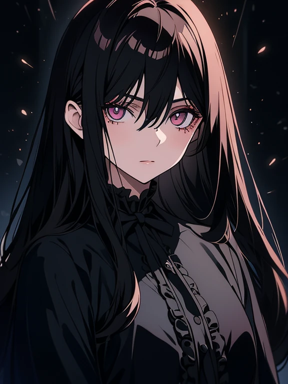 a dark gothic portrait of a young beautiful female humanized crow, detailed facial features, mysterious expression, long dark hair, dark fantasy, dark moody atmosphere, digital art, cinematic lighting, hyperrealistic