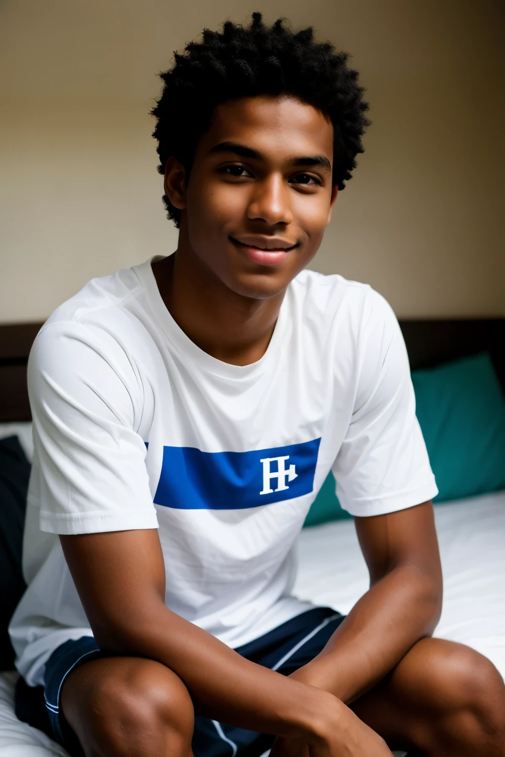"Create a realistic image of a dark-skinned age man, with dominican features. Your expression should be relaxed and friendly."