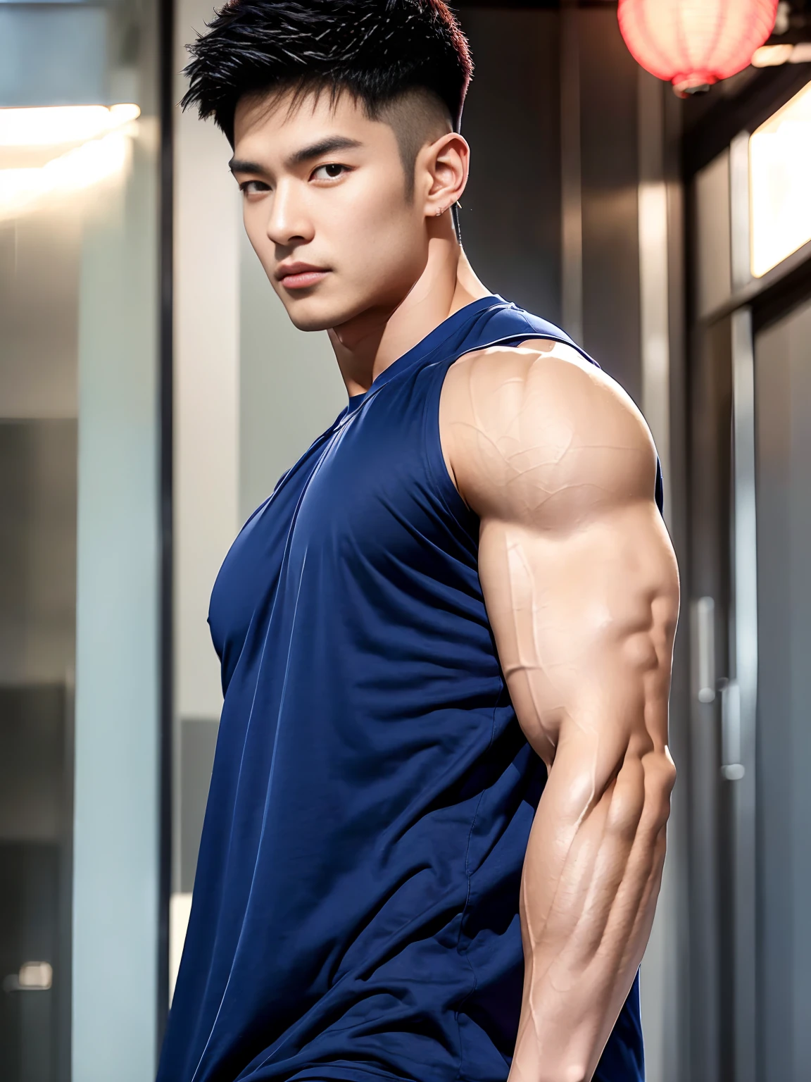 1 handsome naked Chinese guy,18-year-old male high school student,majestic,Who is Shi Yu?, Li Yuanbin, Kim Hyung Tae, Kim Hyung Tae, Yin Shishan, Handsome Chinese muscular guy,Broad shoulders and narrow waist,A handsome guy wearing brief,Form-fitting fabric contours the bust, bare chest,in a remote warehouse,hands tied behind back,Hands tied behind the back,hands tied behind back,Masculine and sexy,High,Muscles look good,hairy body,Wheat complexion,black eyes(thin eyes 1:3),whole body image, bare butts, nice butts, long big penis, huge penis, men penis,