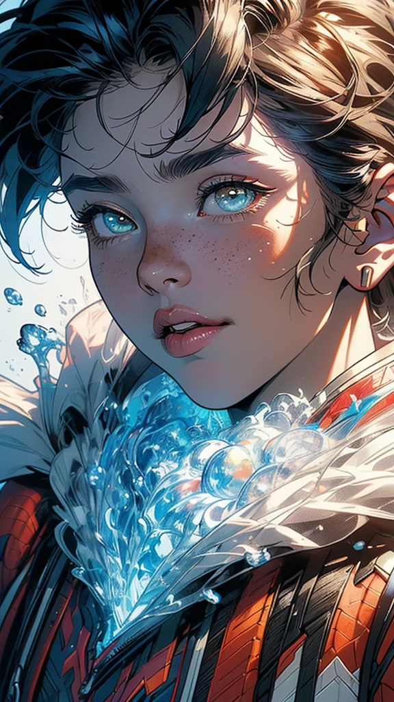 (((masterpiece, highest quality))),(((solo:1.2))),(((1girl:1.2))),32k wallpaper, very detailed,(((((portfolio))))),(((((Close-up))))),(((((bust up))))),((((more various angle)))),((((highlight)))),((((heterochromia)))),(((complete. detailed face))),((((Extremely talented)))),(((((most complecated futristic machine))))),(Colorful color scheme),(((detailed unlimited complete equipment : scope))),(((((Absolutely simple background))))),(((Texture for people : grunge))),(((marvel super hero's))),(((Characteristic enlarged jaw))),(((huge chin))),(((Chin sticking out)))