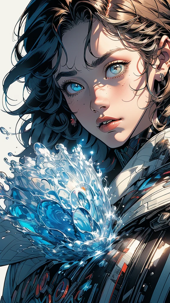 (((masterpiece, highest quality))),(((solo:1.2))),(((1girl:1.2))),32k wallpaper, very detailed,(((((portfolio))))),(((((Close-up))))),(((((bust up))))),((((more various angle)))),((((highlight)))),((((heterochromia)))),(((complete. detailed face))),((((Extremely talented)))),(((((most complecated futristic machine))))),(Colorful color scheme),(((detailed unlimited complete equipment : scope))),(((((Absolutely simple background))))),(((Texture for people : grunge))),(((marvel super hero's))),(((Characteristic enlarged jaw))),(((huge chin))),(((Chin sticking out)))