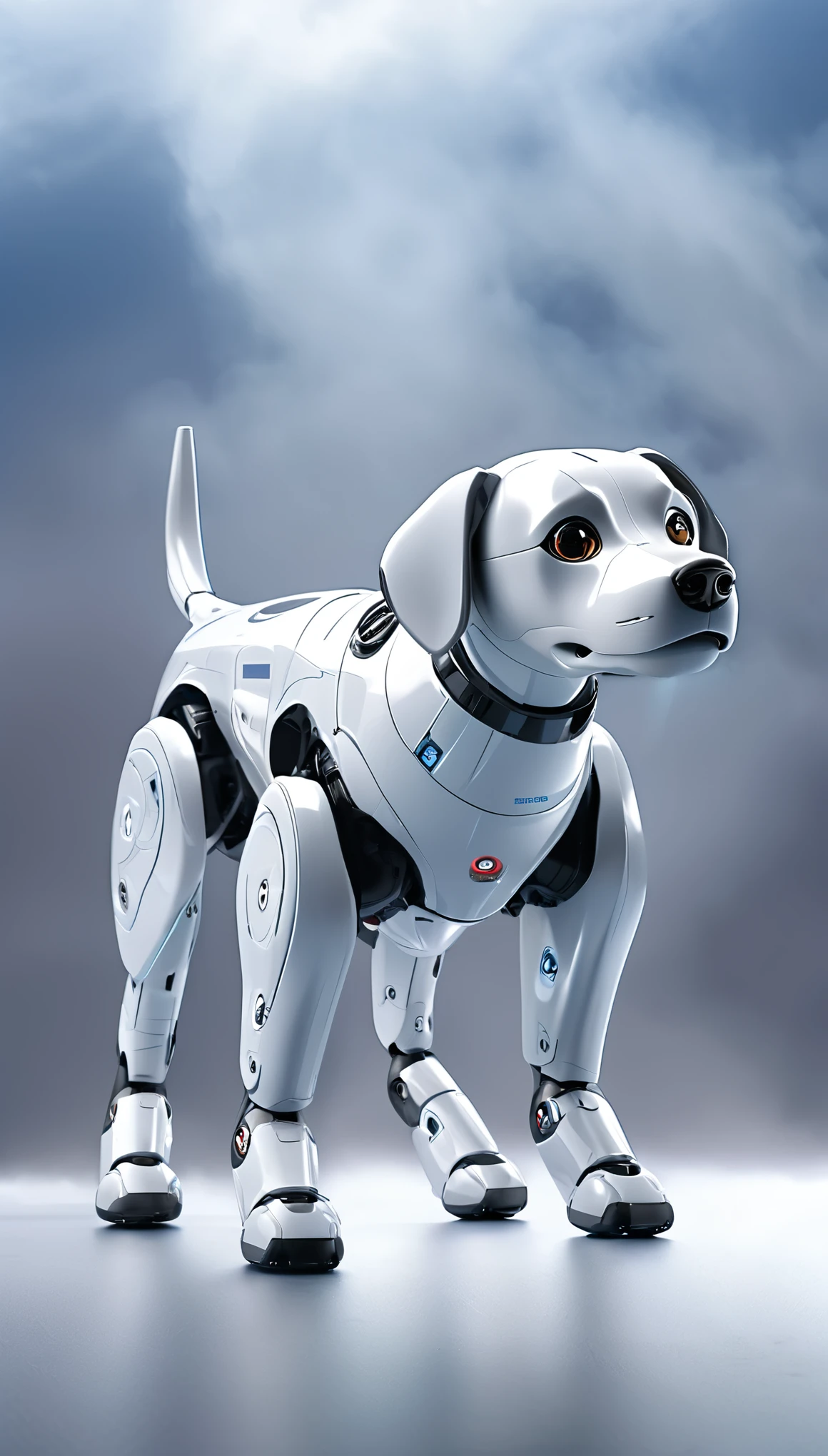 Highest quality, Realistic, photoRealistic, Award-winning photography, Design drawings, universe space, Combat Model, robotic dogs: AIBO, The highly evolved AIBO, fly in the sky, jet engine, missile, Laser beam