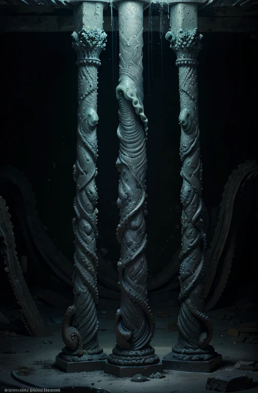 underground ruins darkness moisture slime Stone statue Stone Pillar grotesque Penis Tentacles mollusc erotic Cthulhu