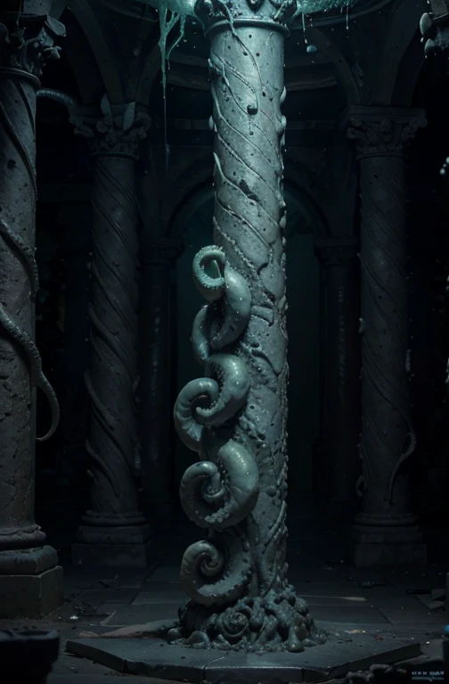 underground ruins darkness moisture slime Stone statue Stone Pillar grotesque Penis Tentacles mollusc erotic Cthulhu