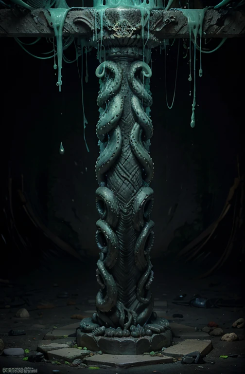 underground ruins darkness moisture slime Stone statue Stone Pillar grotesque Tentacles mollusc erotilhu