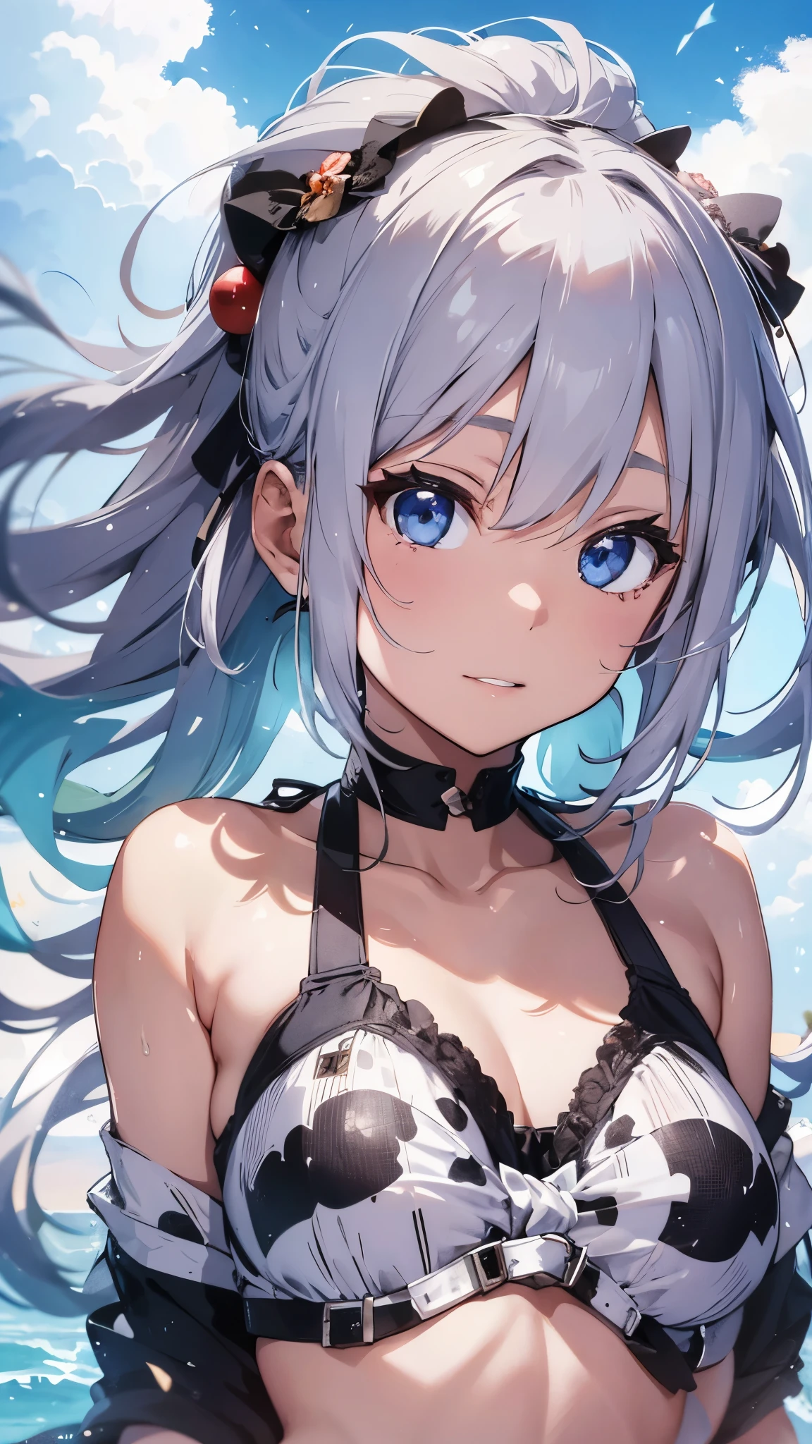 4K,8k,Silver-haired girl drawn in high resolution Japanese anime style、whole body、Women in white bikinis taking photos on a deserted beach, model bikini, , Young and cute gravure idol, Posing together in bras, Russian and Japanese mix, sakimichan, Asian woman, Wear a swimsuit, that'that'that'that'that'that'that'that'that'that'that'that'that'that'that'that'that'that'that'that'that'that'that'that'that'It's hot with the shining sun, Japanese Model, Cute Core, sakimichan hdri, Young Gravure Idol, Chubby