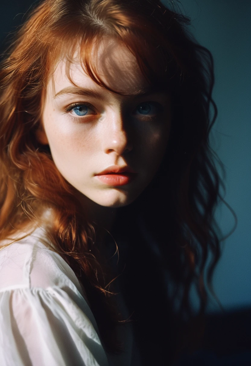 photo shoot, Photo Studio, RAW photos, Edit photos, Movie stock photos, Movie, Strike a pose, Amateur photos, onealog, Raw, f2, 35 mm, one (Amateur photos), flash photography, taken on one old camera, Polaroid, 8K, Very detailed, (high quality, best quality:1.3), Extremely high resolution, Film Grain, Kiki from Netherloneds, long (waist-high:1.2) Combing Auburn Hair, ((Macro lens)), Dark atmosphere, ((Focus on the eyes)), Female Expression, photography, Digital SLR Camera, 35 mm, Fujifilm Superia Premium 400, Nikon D850 stock photos, Kodak Portra 400 F1.6 shots, 8K, Ultra HD