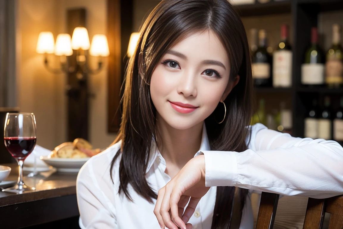 ((Highest quality、8k、masterpiece:1.3))、slimカップル、modelカップル、(Realistic, Intricate details:1.2), full-course dinner、Wine Party、Amazing view of the sunset sky and clouds、A bright smile、The wonderfulness of smile、Bright image、The beauty of wine, Beautiful Face, blue eyes, The light shines on your face, blush, short hair,Bright Face、 (Age 48), 45 years old, red wine 、Appetizers、Italian food、Wine bottle、Champagne、sparkling wine、Two beauties、Brown Hair、Shortcuts、Long sleeve shirt、dress、Beautiful woman 1, (slimな顔), (The body is slim), (Brown Hair), (Shortcuts), cheeks turn a little red,Attractive beauty、restaurant, In a prominent place (From the waist up) Nova Frog Style, actress, model, Upper Body, White wine, slim, wine glass, 中央に置かれたwine glass, smile, (smile: 1.15), Beautiful fine grain, Depth f/2,saturation, High Contrast, Strong light and shadow,Moist Body:1.5、3D texture、Delicate eyes、Brown Hair、The hair is very shiny、