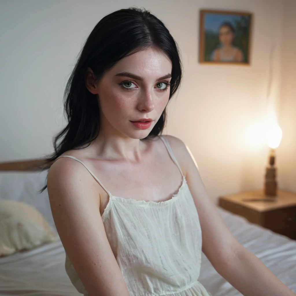 beautiful girl with realistic black eyes, pale skin, mid-length black hair, cum on perfect face, perfect eyes, wearing sheet sundress, highly detailed, comprehensive cinematic, digital painting, 8k, cinematic lighting, best quality, highres, detailed work, post-processing, perfect result, hyper realistic, (anal rape:1.6)